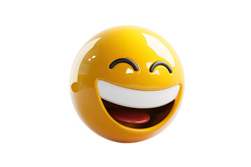 Fototapeta premium 3D Smiley Face Emoji with Big Smile. Isolated on transparent background
