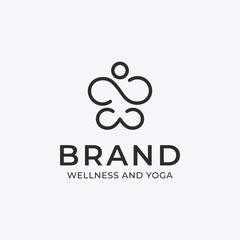 meditation logo simple illustration template with butterfly and circle shape illustration design.