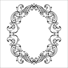 black and white frame with engraved vintage leaves ornamental
