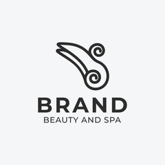 beauty and spa logo with letter s and swan shape icon design.