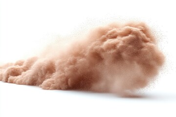 Obraz premium Sand explosion on white background. Perfect for creating a desert or dusty scene.