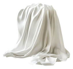 White draped fabric on display in a studio setting, cut out - stock png.
