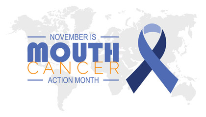 Mouth cancer action month is observed every year on November. Medical Healthcare Awareness concept. background, placard, banner template Vector illustration design.