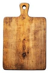 Fototapeta premium Rustic wooden cutting board on white background, cut out - stock png.