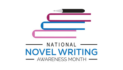 National Novel Writing awareness month is observed every year on November 10. Holydays Awareness concept. background, placard, banner template Vector illustration design.