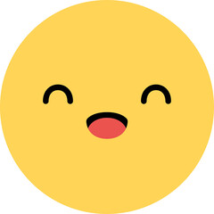 Smiling cartoon facial expression icon. Flat design illustration.