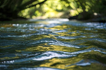 A serene close-up photo of a small river