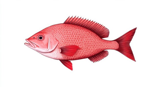 A vibrant red fish illustration showcasing detailed scales and fins, perfect for culinary or marine-themed designs.