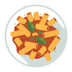 rigatoni pasta and tomato sauce