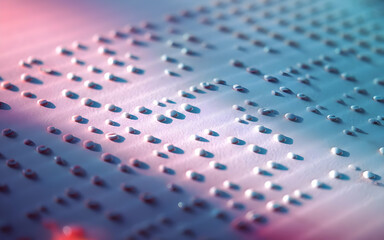 Braille Day, Braille Alphabet Guide A-Z with Blue Spheres on Blue Background - 3D Illustration for International Braille Day. 