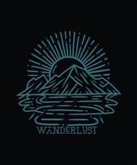 Wanderlust adventure line art beach t shirt design