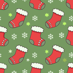 Festive Christmas stocking pattern for holiday wrapping paper and decorations

