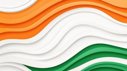 Abstract Green  White and Orange Curved Background