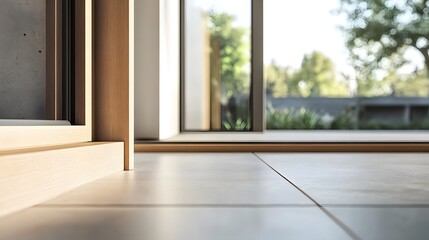 Obraz premium A close-up of a modern, minimalistic door frame with clean, sharp edges