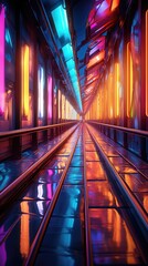 Modern neon-lit corridor  
