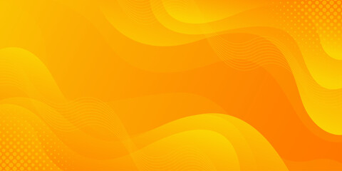 Bright orange-yellow gradient abstract fluid wave background with halftone, modern dynamic wallpaper. Suitable for templates, sales banners, business, ads, web and pages