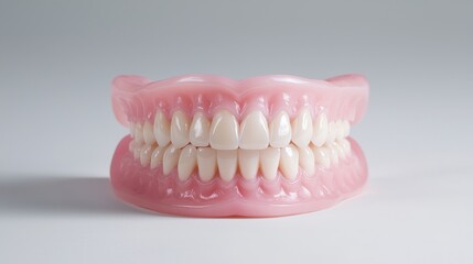 Fototapeta premium Full Denture with White Teeth on White Background