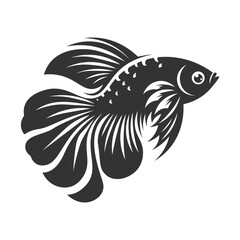 Artwork of beta fish. Silhouette of beta fighter fish on isolated background.