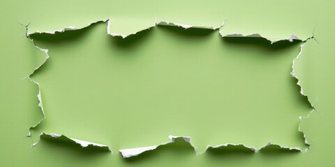 Fototapeta premium A torn paper texture revealing a green background, creating a unique framing effect for creative design projects.