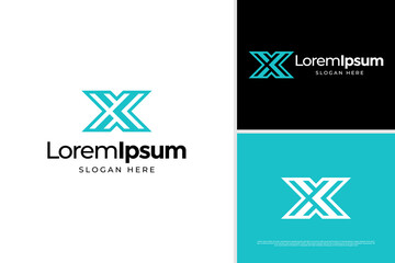 Monogram letter X line logo vector design template