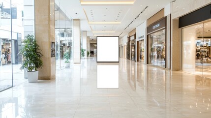 Fototapeta premium Empty Mockup Billboard in Modern Shopping Mall Interior