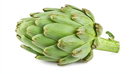 Fototapeta premium Fresh Green Artichoke Isolated on White Background