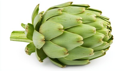 Fresh Green Artichoke Isolated on White Background