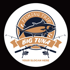 Big Tuna Fishing Logo. Unique and Fresh tuna Jumping, Great to use as your Tuna or Saltwater Fishing Logo.