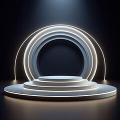 Obraz premium Empty podium stage on dark background.