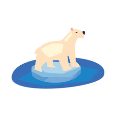 polar bear in trouble because of melting ice