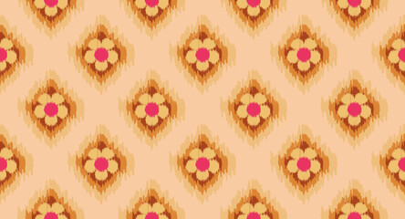 Ikat seamless pattern, geometric design, motif ethnic handmade, Ikat ethnic tribal, boho colors seamless wallpaper. Ethnic Ikat abstract background art,