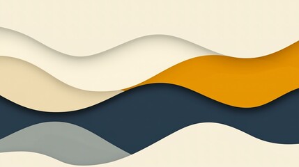 Abstract Wave Pattern. Beige, Yellow, Blue, and Grey Layers. Modern and Layered Design.