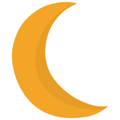 Yellow Crescent moon cartoon illustration 