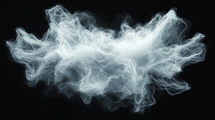 Abstract White Smoke Cloud on Black Background