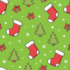 Festive Christmas stocking pattern for holiday wrapping paper and decorations

