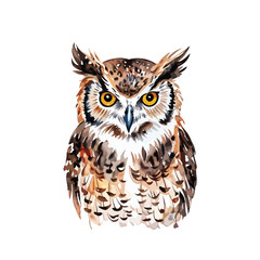 Obraz premium Watercolor cute owl graphic illustration