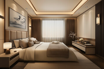 beautiful attractive modern  bedroom,AI