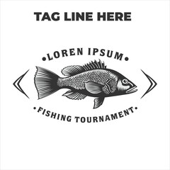 Fishing tournament, tour and camp illustrations, Vector fishing logo.