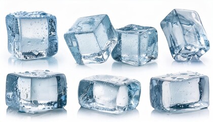 Obraz premium Collection of Ice Cubes With Water Drops.