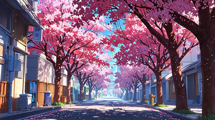 Cherry Blossom Street. generative ai