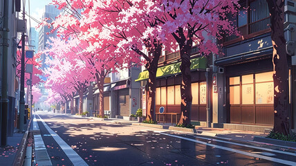 Cherry Blossom Street. generative ai