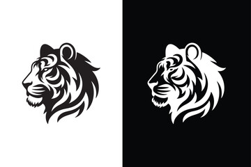 Tiger logo vector. Tiger Head icon illustration black white