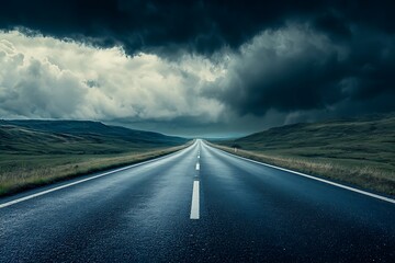 Fototapeta premium Endless Road Beneath a Dramatic Sky