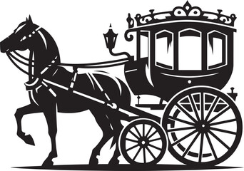 Horse carriage silhouette vector illustration isolated on a white background