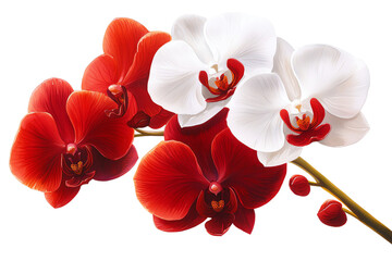 A stunning arrangement of red and white orchids showcasing their vibrant colors and delicate petals, perfect for floral designs.