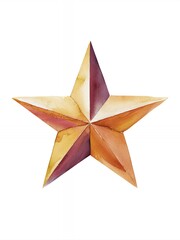 Obraz premium Watercolor painting of a five-pointed star in shades of orange and purple.