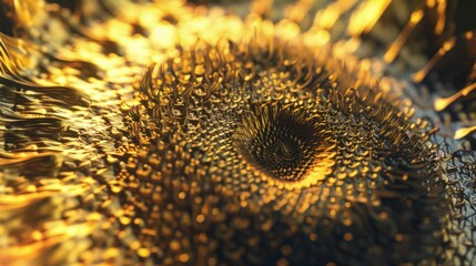 Golden Sunflower Abstract Close-up