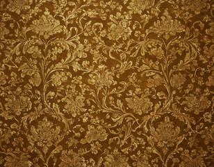 Vintage Gold Floral Pattern Background, Ornate Decorative Wallpaper, Baroque Style Gold Embossed Texture, Luxury Antique Floral Design, Detailed Vintage Fabric