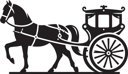 Horse carriage silhouette vector illustration isolated on a white background