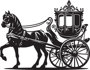 Horse carriage silhouette vector illustration isolated on a white background